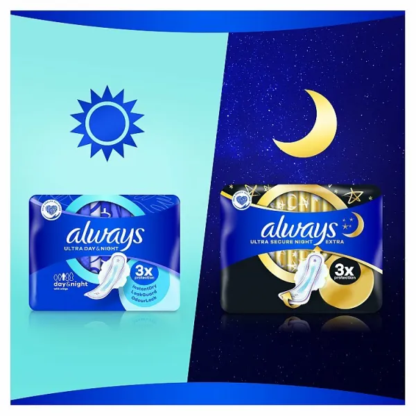 Always Ultra Hygienické Vložky Day & Night (V3) S Krídelkami  Ks