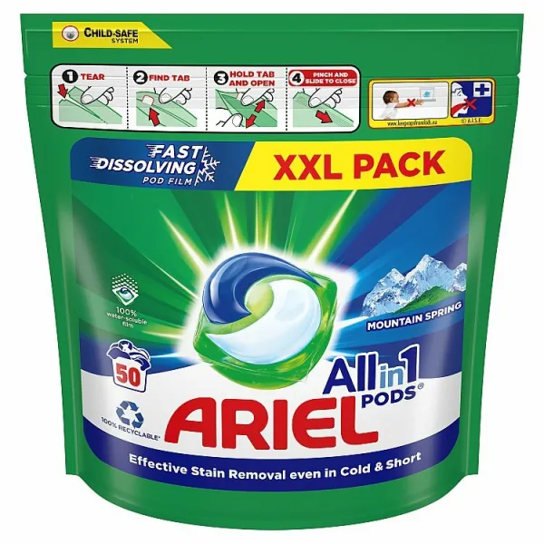 Ariel All-in-1 PODS, Tekutý Prací Prostriedok v Kapsulách, 50 Praní