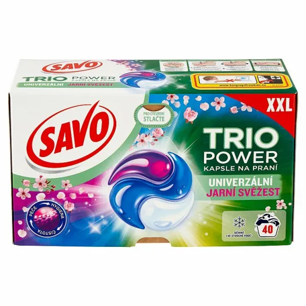 Savo Trio Power univerzálne jarná sviežosť gélové kapsuly na pranie XXL 40 praní 844 g 1ks