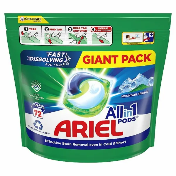Ariel All-in-1 PODS, Tekutý Prací Prostriedok v Kapsulách, 72 Praní