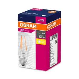 Žiarovka OSRAM® LED FIL 060 (ean9658) non-dim, 7W/827 E27 2700K Value CLASSIC A