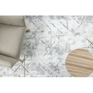 Koberec DUKE 51393 krémový / zlatý, geometrický / vintage / strapce