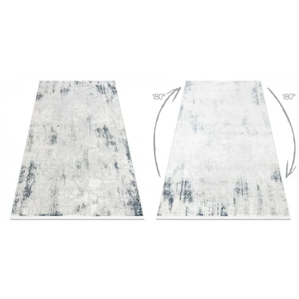 Koberec DUKE 51558 krémový/ modrý, geometrický / vintage / strapce