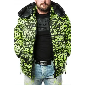 Pánska zimná bunda CIPO & BAXX CM193 NEONGREEN Farba: Zelená, Konfekčná veľkosť: S
