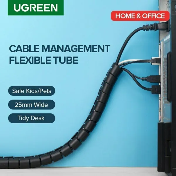 Ugreen Spiral Tube organizér káblov 1.5m, čierny (30818)