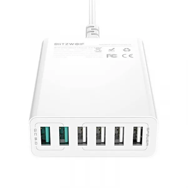 Nabíjačka 6x USB Blitzwolf BW-S15, QC 3.0, 60W (biela) 023076