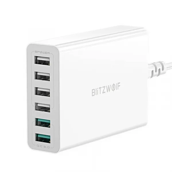 Nabíjačka 6x USB Blitzwolf BW-S15, QC 3.0, 60W (biela) 023076
