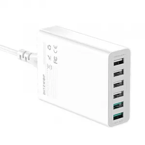 Nabíjačka 6x USB Blitzwolf BW-S15, QC 3.0, 60W (biela) 023076