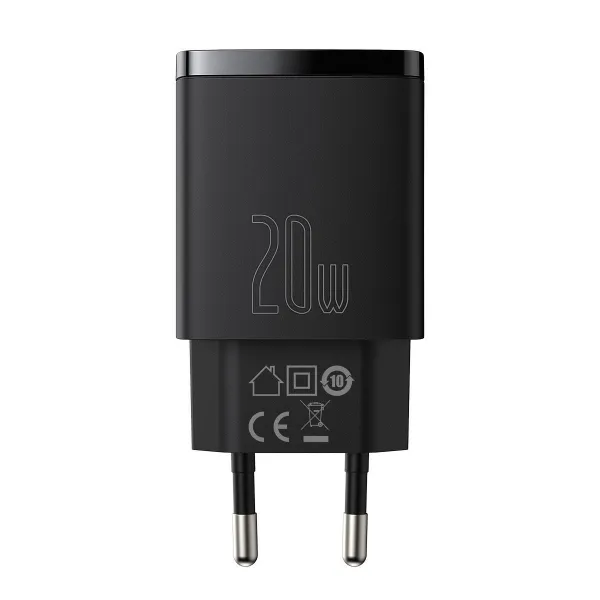 Kompaktná rýchlonabíjačka Baseus USB+ USB-C 20W - čierna