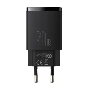 Kompaktná rýchlonabíjačka Baseus USB+ USB-C 20W - čierna