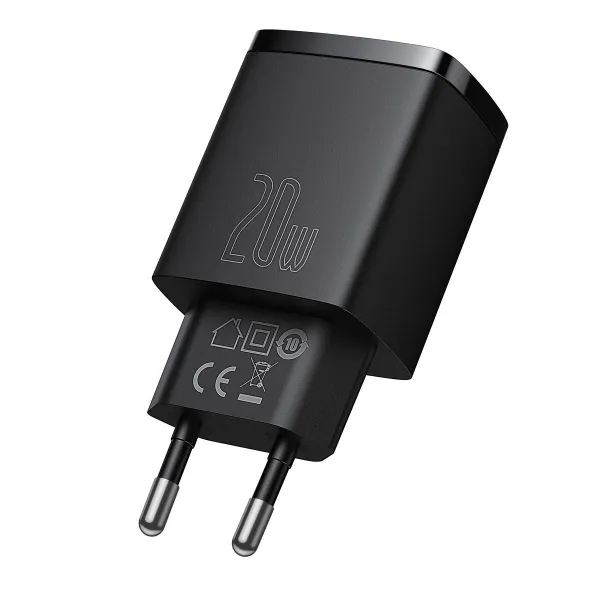 Kompaktná rýchlonabíjačka Baseus USB+ USB-C 20W - čierna