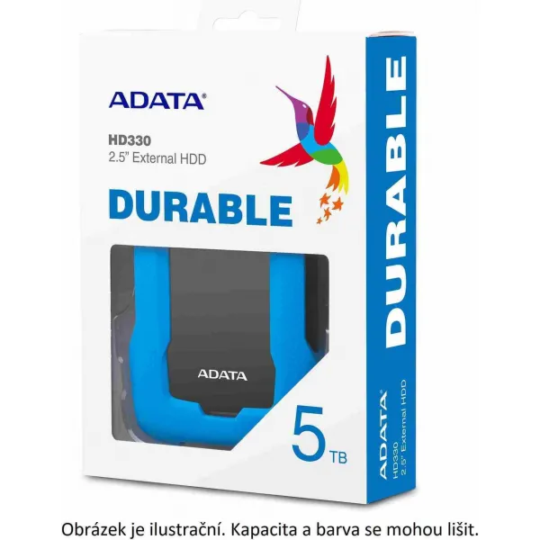 A-Data Externý pevný disk ADATA 2TB 2,5" USB 3.1 HD330, BLUE COLOR BOX, modrá (guma, odolná voči nárazom)