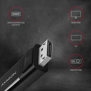 AXAGON RVC-DPC, redukcia / kábel USB-C -> DisplayPort 1.8 m, 4K/60 Hz