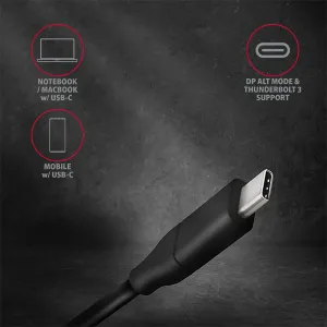 AXAGON RVC-DPC, redukcia / kábel USB-C -> DisplayPort 1.8 m, 4K/60 Hz