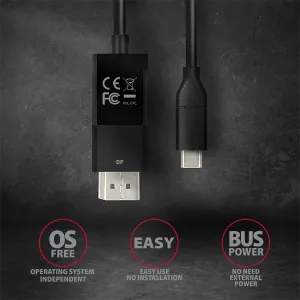 AXAGON RVC-DPC, redukcia / kábel USB-C -> DisplayPort 1.8 m, 4K/60 Hz