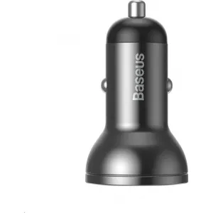 Baseus duálny USB adaptér do auta s displejom 4,8A 24W, sivý