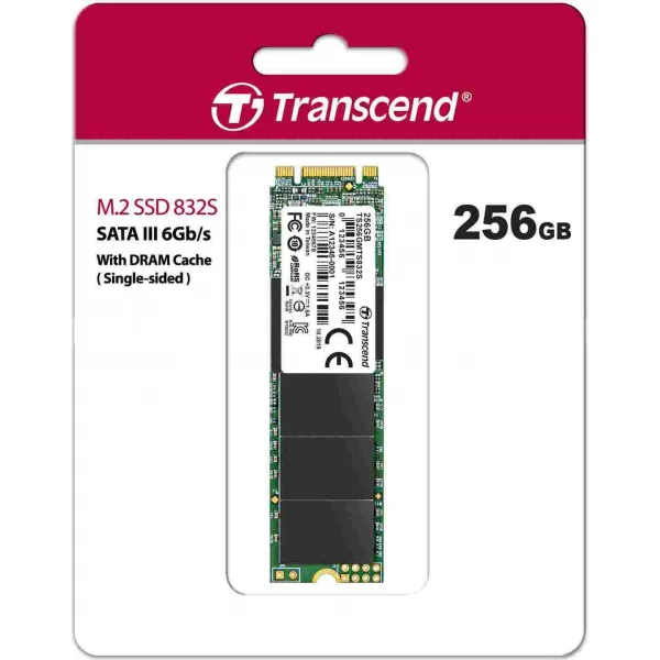 TRANSCEND SSD MTS832S, jednostranný, 256 GB, M.2 2280, SATA B+M Key, TLC