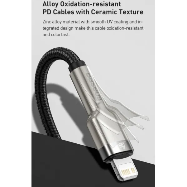 Kábel USB-C na Lightning Baseus Cafule, PD, 20W, 2m (biely) 025083