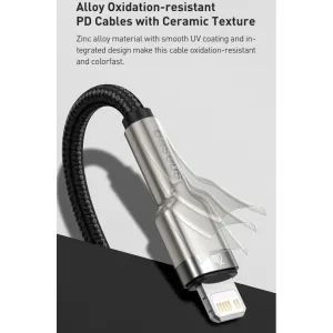 Kábel USB-C na Lightning Baseus Cafule, PD, 20W, 2m (biely) 025083