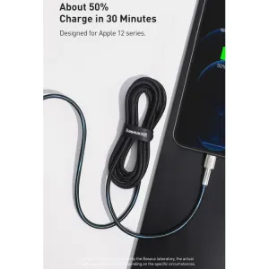 Kábel USB-C na Lightning Baseus Cafule, PD, 20W, 2m (biely) 025083
