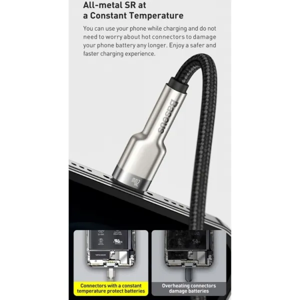 Kábel USB-C na Lightning Baseus Cafule, PD, 20W, 2m (biely) 025083