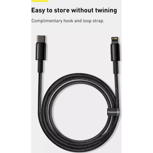 Baseus Tungsten Gold Rýchlonabíjací / dátový kábel USB-C na Lightning PD 20W 1m, čierny
