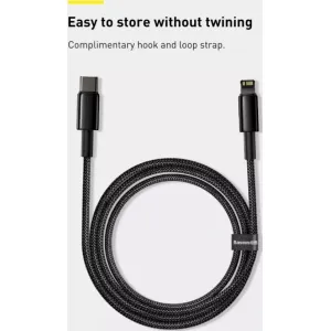 Baseus Tungsten Gold Rýchlonabíjací / dátový kábel USB-C na Lightning PD 20W 1m, čierny