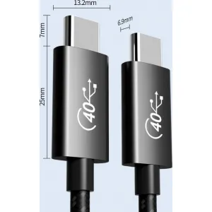 PREMIUMCORD USB4™ 40Gbps 8K@60Hz kábel Thunderbolt 3, 0,8 m