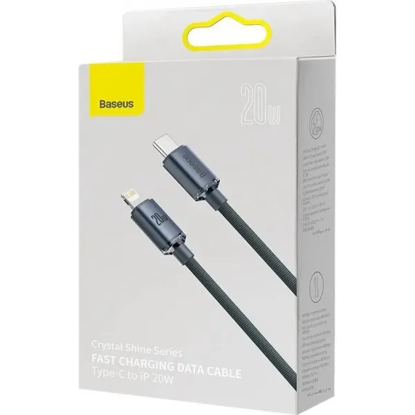Dátový kábel Baseus Crystal Shine Series USB-C Lightning 20W 1,2 m, čierny