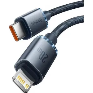 Dátový kábel Baseus Crystal Shine Series USB-C Lightning 20W 1,2 m, čierny