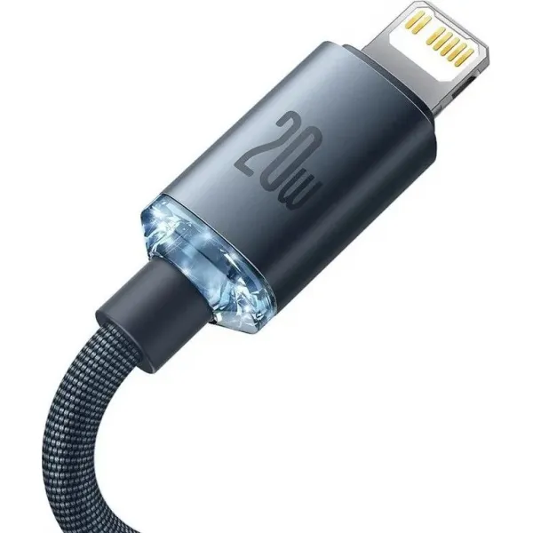 Dátový kábel Baseus Crystal Shine Series USB-C Lightning 20W 1,2 m, čierny