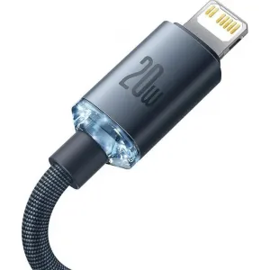 Dátový kábel Baseus Crystal Shine Series USB-C Lightning 20W 1,2 m, čierny