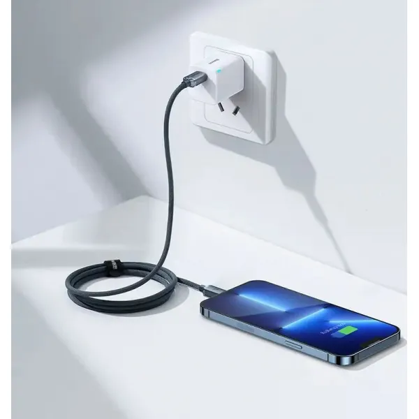 Dátový kábel Baseus Crystal Shine Series USB-C Lightning 20W 1,2 m, čierny