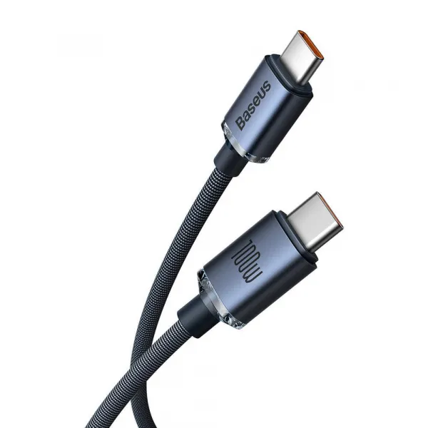 Baseus Crystal Shine Series USB-C / USB-C 100W 2m nabíjací / dátový kábel, čierny