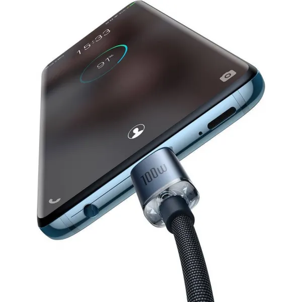 Baseus Crystal Shine Series USB-C / USB-C 100W 2m nabíjací / dátový kábel, čierny