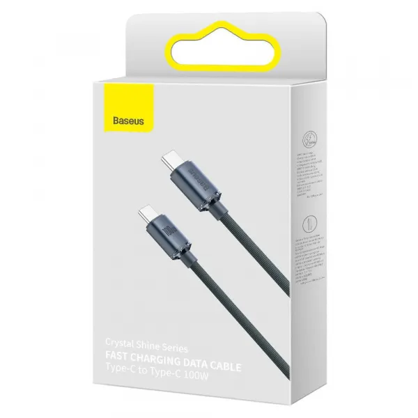 Baseus Crystal Shine Series USB-C / USB-C 100W 2m nabíjací / dátový kábel, čierny