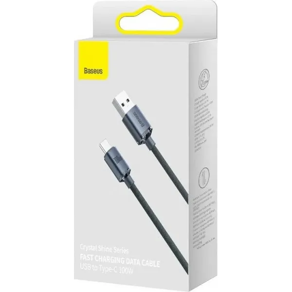 Baseus Crystal Shine Series USB-A/USB-C 100W 1,2 m nabíjací/dátový kábel, čierny