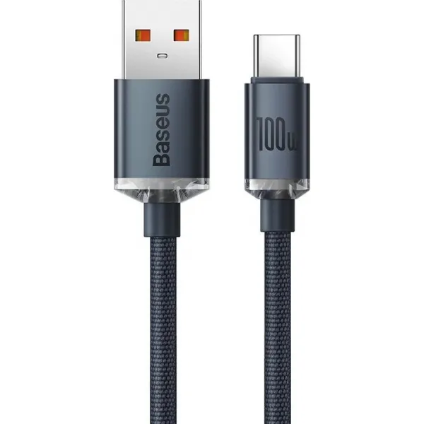 Baseus Crystal Shine Series USB-A/USB-C 100W 1,2 m nabíjací/dátový kábel, čierny