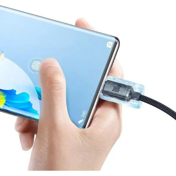Baseus Crystal Shine Series USB-A/USB-C 100W 1,2 m nabíjací/dátový kábel, čierny