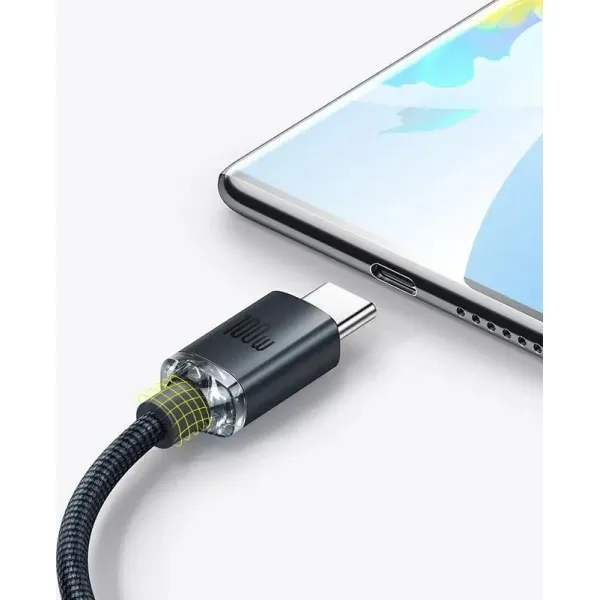 Baseus Crystal Shine Series USB-A/USB-C 100W 1,2 m nabíjací/dátový kábel, čierny