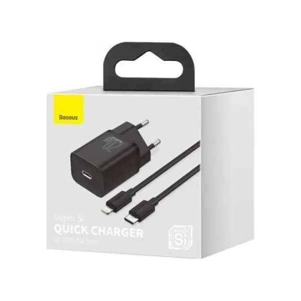 Baseus Super SI sada adaptéra USB-C 20W a kábla USB-C na Lightning 1 m, čierna