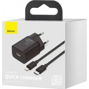Baseus Super SI sada adaptéra USB-C 20W a kábla USB-C na Lightning 1 m, čierna