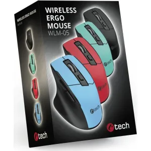 Myš C-TECH Ergo WLM-05, bezdrátová, 1600DPI, 6 tlačítek, USB nano receiver, černá