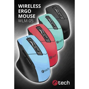 Myš C-TECH Ergo WLM-05, bezdrátová, 1600DPI, 6 tlačítek, USB nano receiver, černá