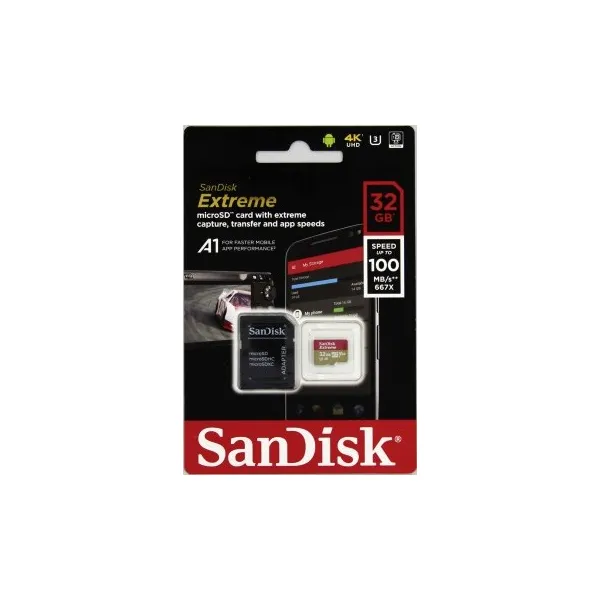 SanDisk Extreme micro SDHC 32 GB 100 MB/s A1 Class 10 UHS-I V30, adapter 85235110