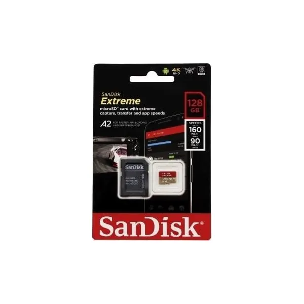 SanDisk Extreme microSDXC 128 GB pre akčné kamery + SD Adapter 170MB/s and 80MB/s, A2 C10 V30 UHS-I 