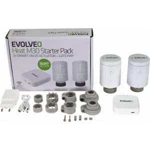 EVOLVEO Heat M30 Starter Pack, 2× múdra termostatická hlavica na radiátor & centrálna jednotka