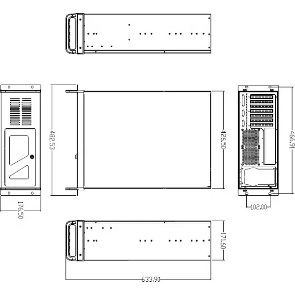 DATACOM 19" Case IPC 4U/585mm šedý bez PSU