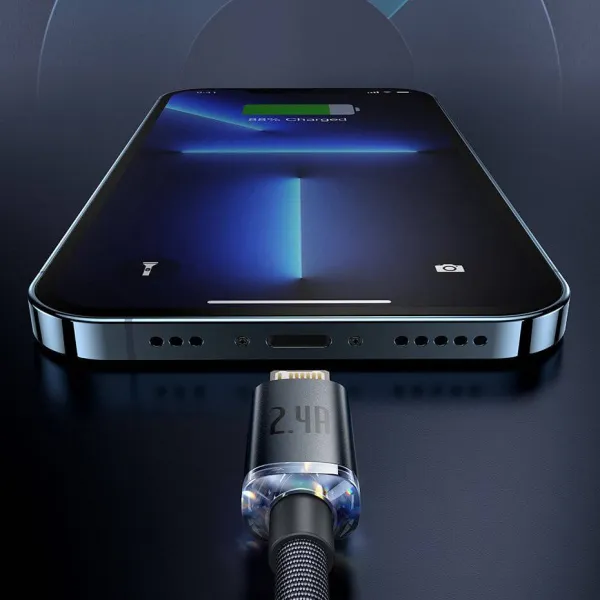 Kábel USB do Lightning Baseus Crystal Shine, 2,4 A, 1,2 m (černý) 030321