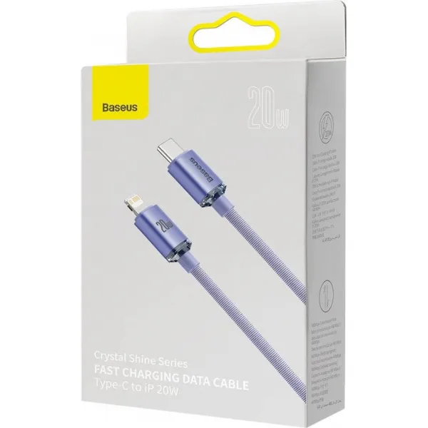 Kábel Baseus Crystal Shine USB-C na Lightning, 20 W, PD, 1,2 m (fialový) 030329